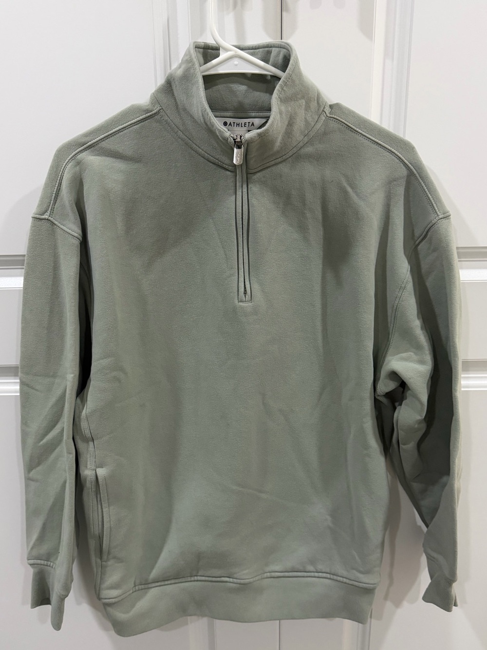 Athleta Sage Green Quarter-Zip Fleece Pullover